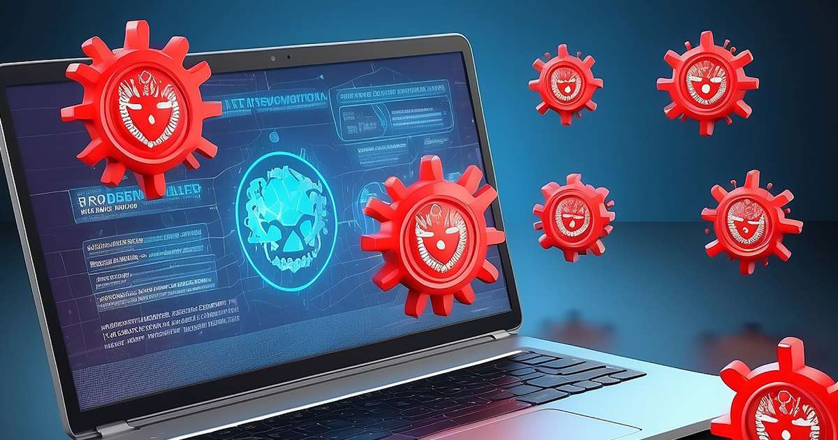 pc con schermata ingranaggi in primo piano